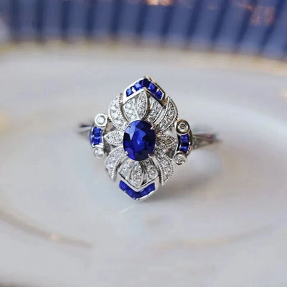 Fashion classic luxury women's light blue sapphire ring